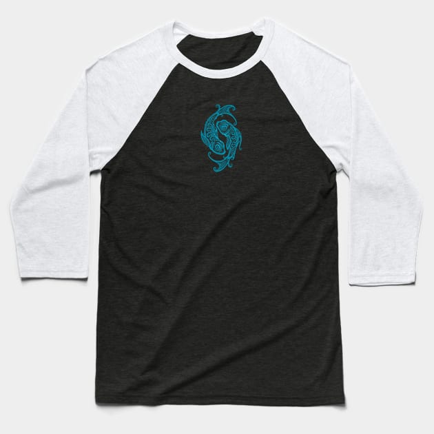 Blue Pisces Zodiac Sign Baseball T-Shirt by jeffbartels
